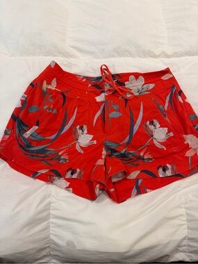 Athleta Floral  Drawstring Women’s Board Shorts in Red